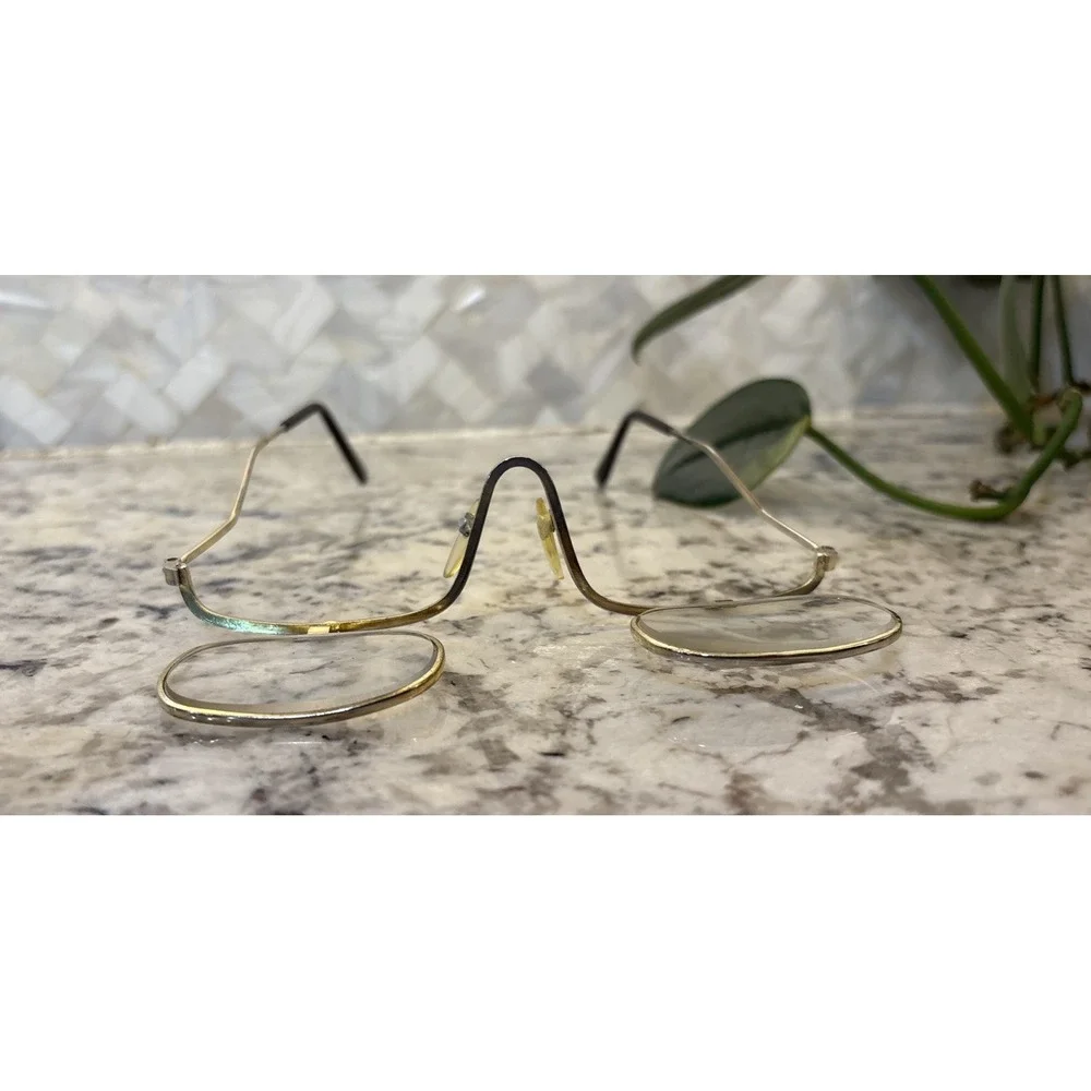 Vintage Reading Glasses Flip Down Lenses Gold‎ Tone Metal 1960s Steampunk